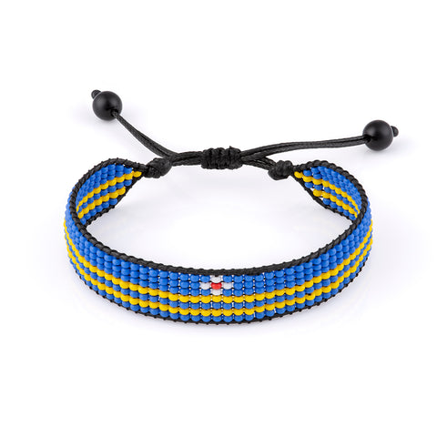 Bracelet Drapeau Aruba : Fait main, cordon réglable avec perles