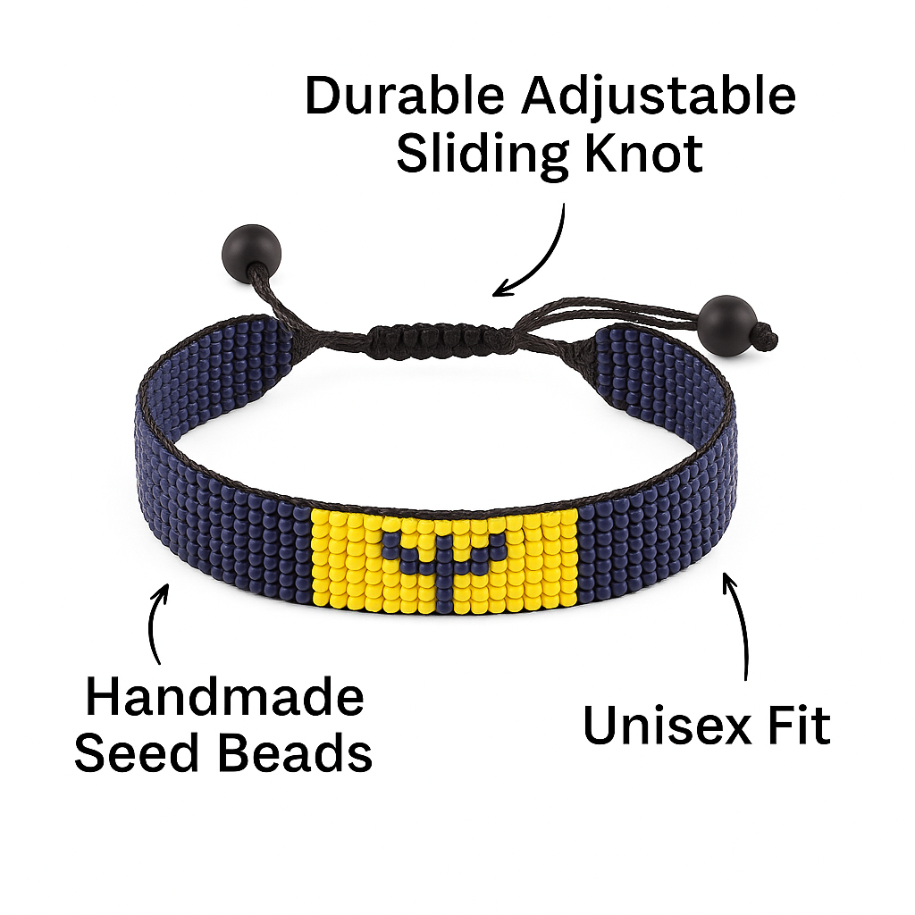 Barbados Flag Bracelet: Handmade Bracelet, Adjustable Beaded String with Patriotic Design