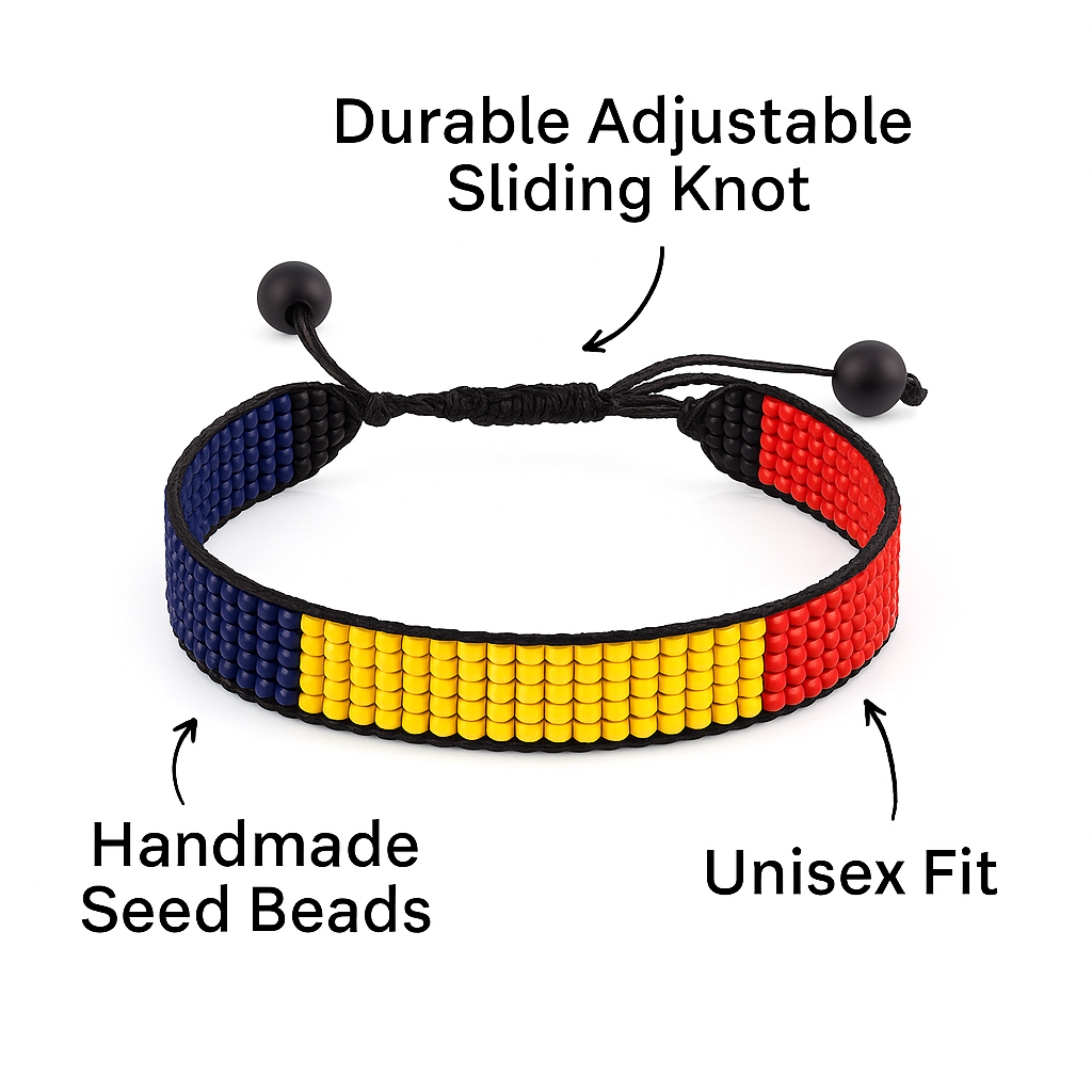 Chad Flag Bracelet:  Handmade, Adjustable Beaded String for Men and Women