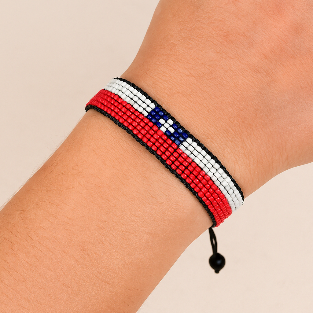 Chile Flag Bracelet: Handmade, Adjustable Bracelet String for Women and Men