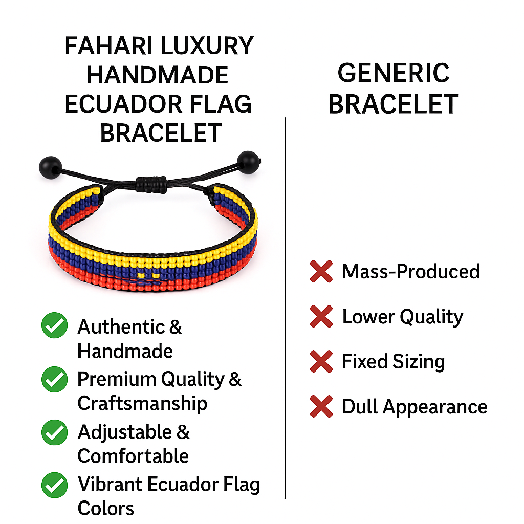 Ecuador Flag Bracelet: Handmade Adjustable Beaded Wristband