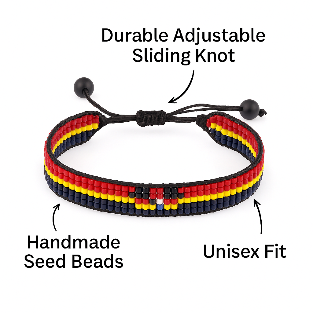 Eswatini Flag Bracelet: Handmade Bracelet, Adjustable Beaded Wristband