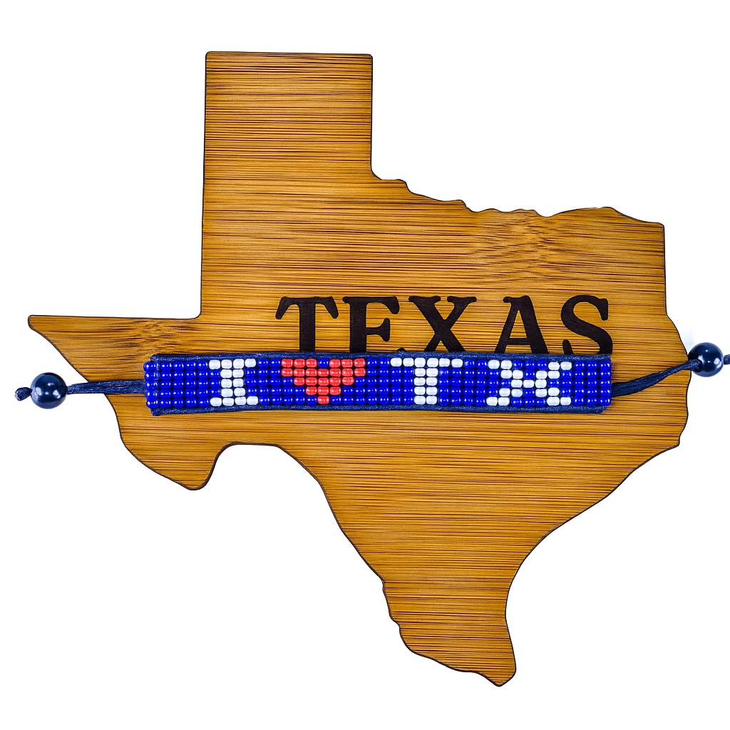 I Love Texas Beaded Bracelet – Handcrafted & Adjustable