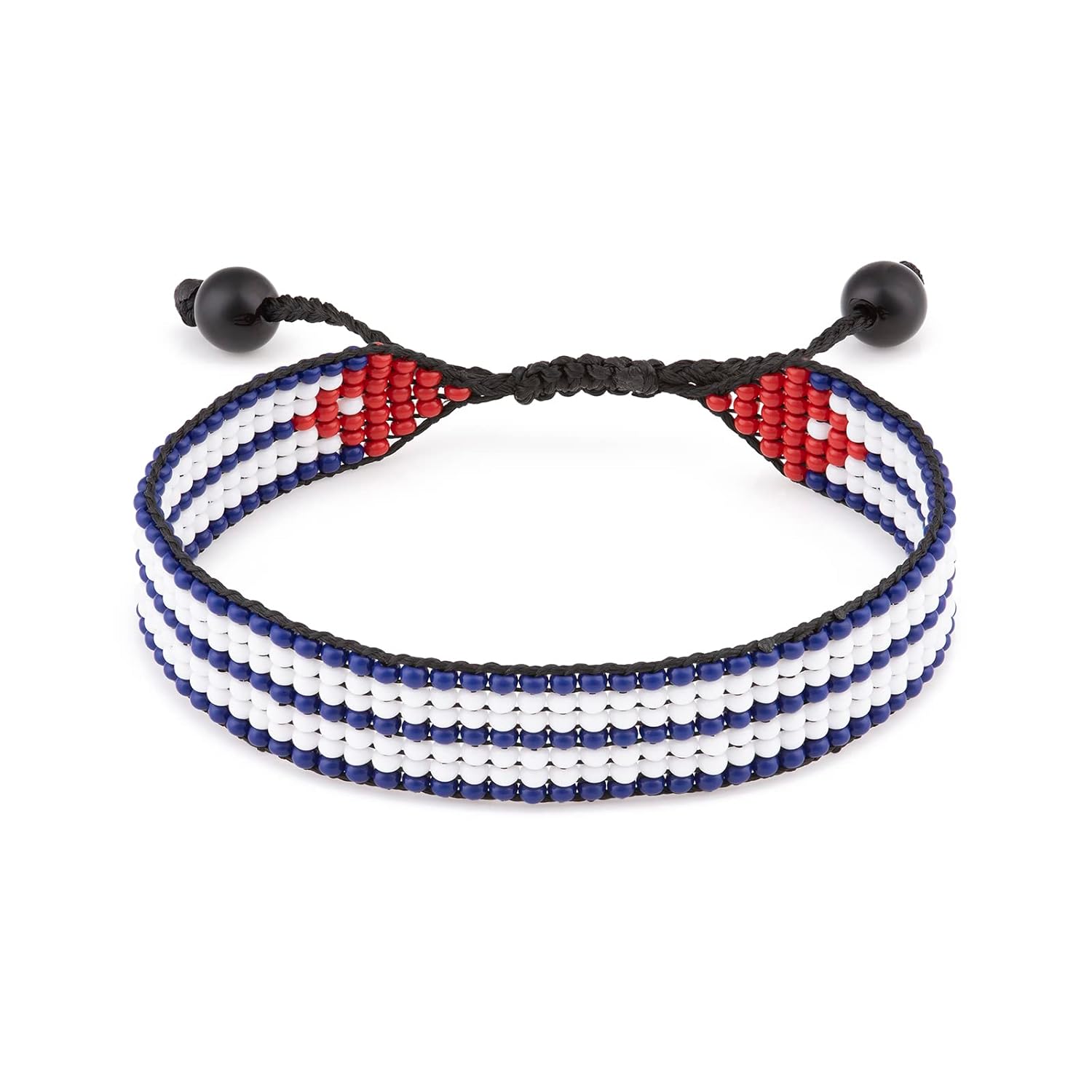 Cuba Flag Bracelet: Handmade Bracelet, Adjustable Beaded Boho-Style Rope Bangle with Patriotic Design