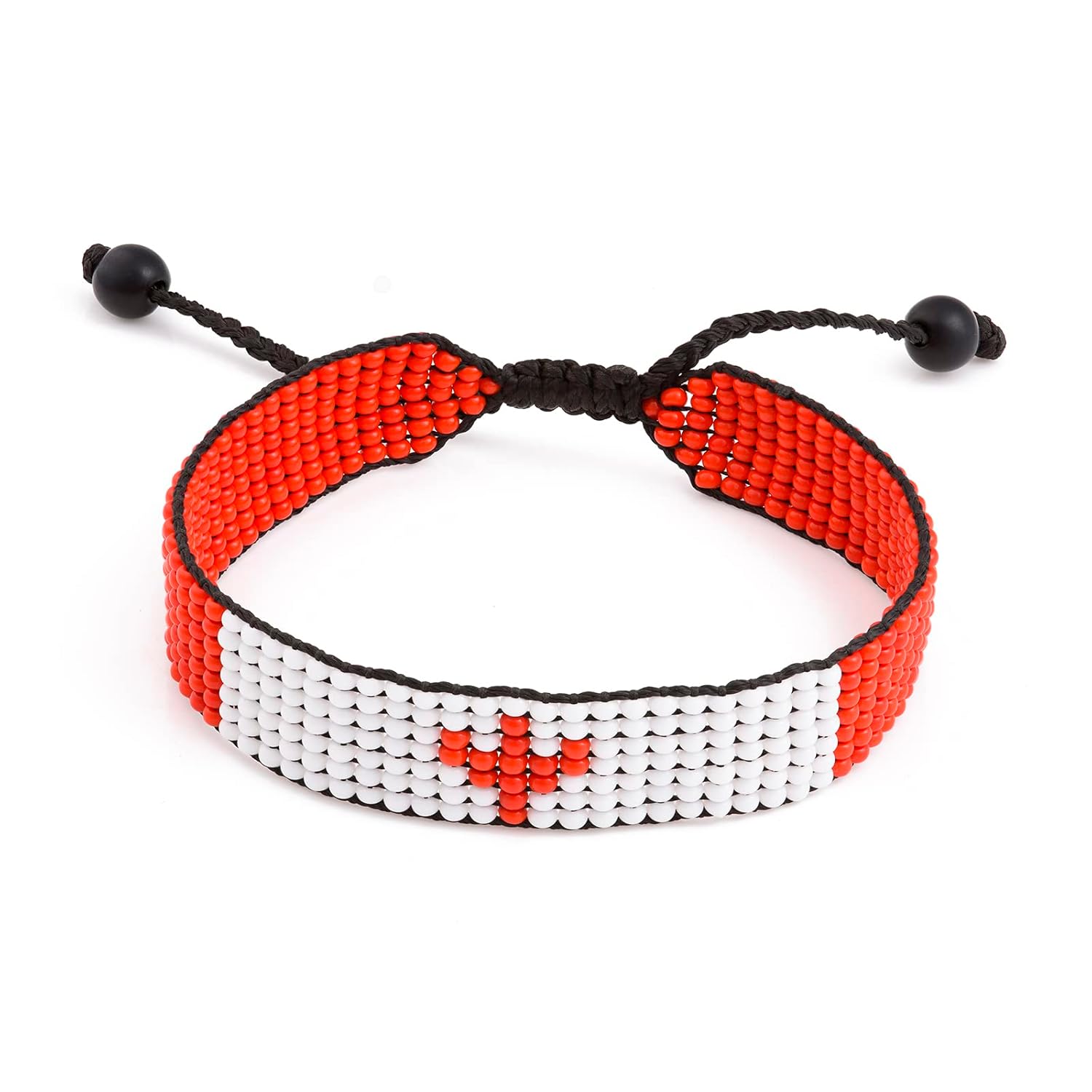 Canada Flag bracelet, Country Flag Color Handmade Wrist Wrap Bracelet, Beaded, and Boho Style Rope Bracelet and Bangles for Women, Men, Beaded Bracelets