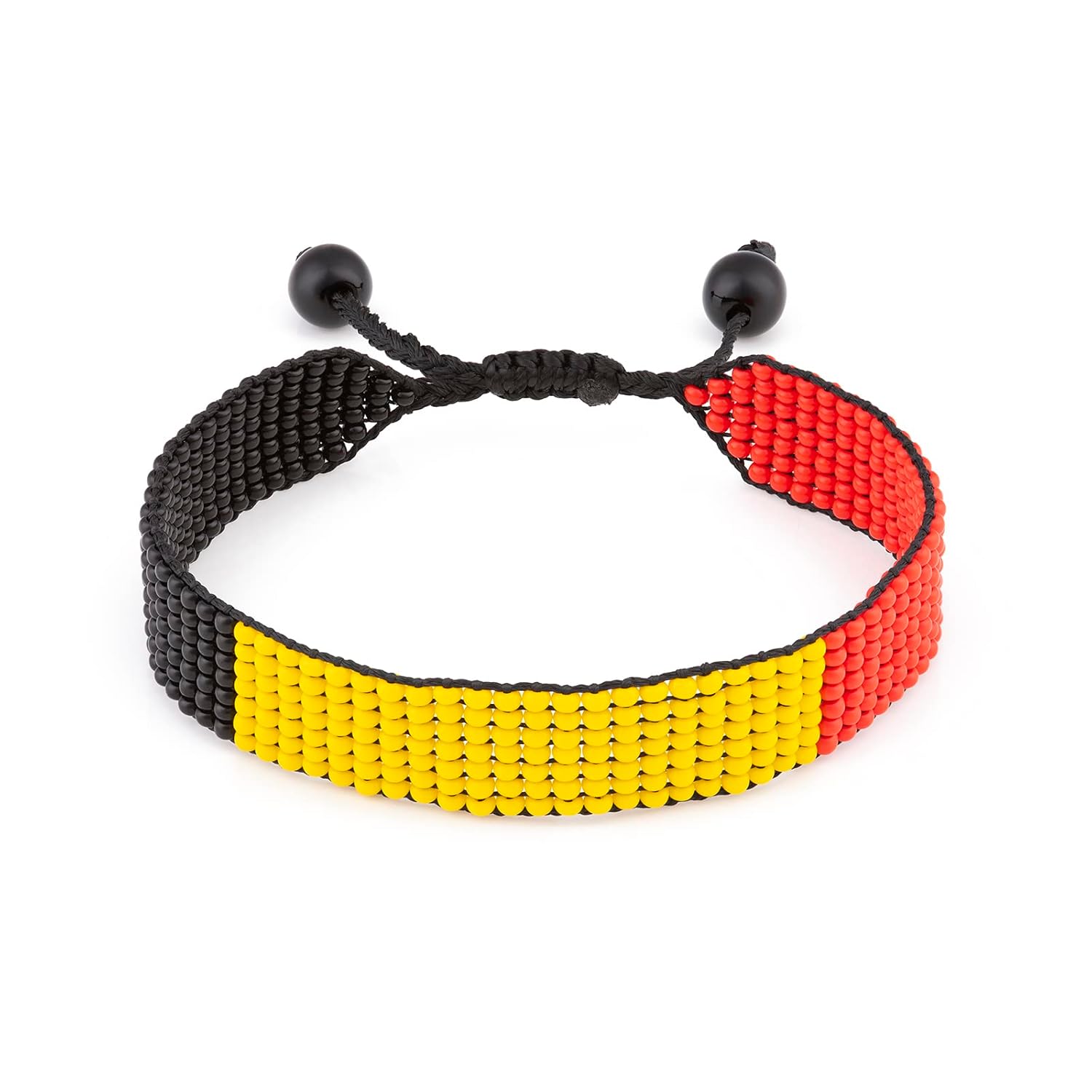 Belgium Flag Bracelet: Handmade Bracelet, Adjustable Beaded Boho-Style Rope Bangle with Patriotic Design