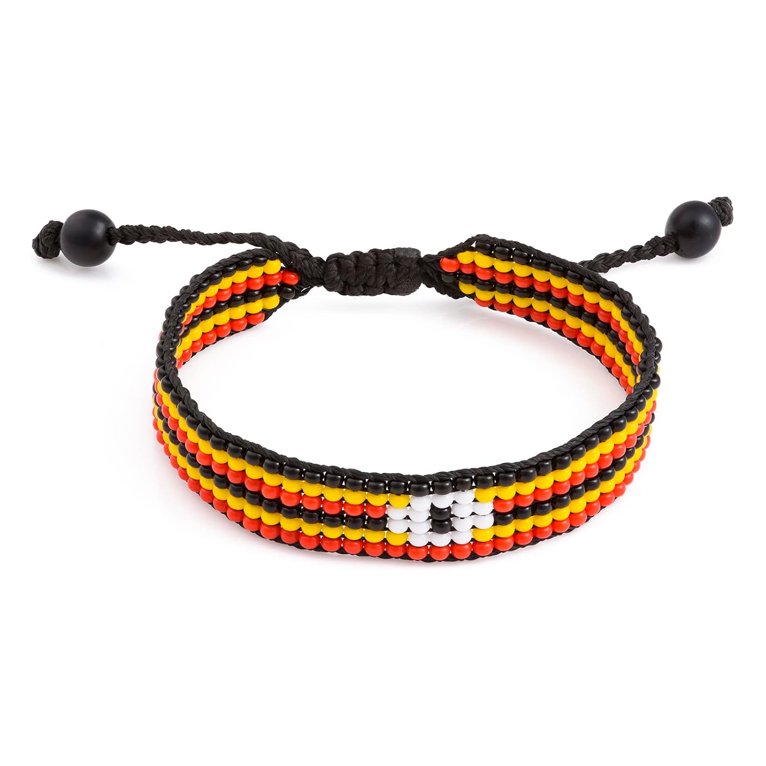 Uganda Flag Bracelet: Handmade, Adjustable Beaded Boho-Style Rope Bangle with Patriotic Design