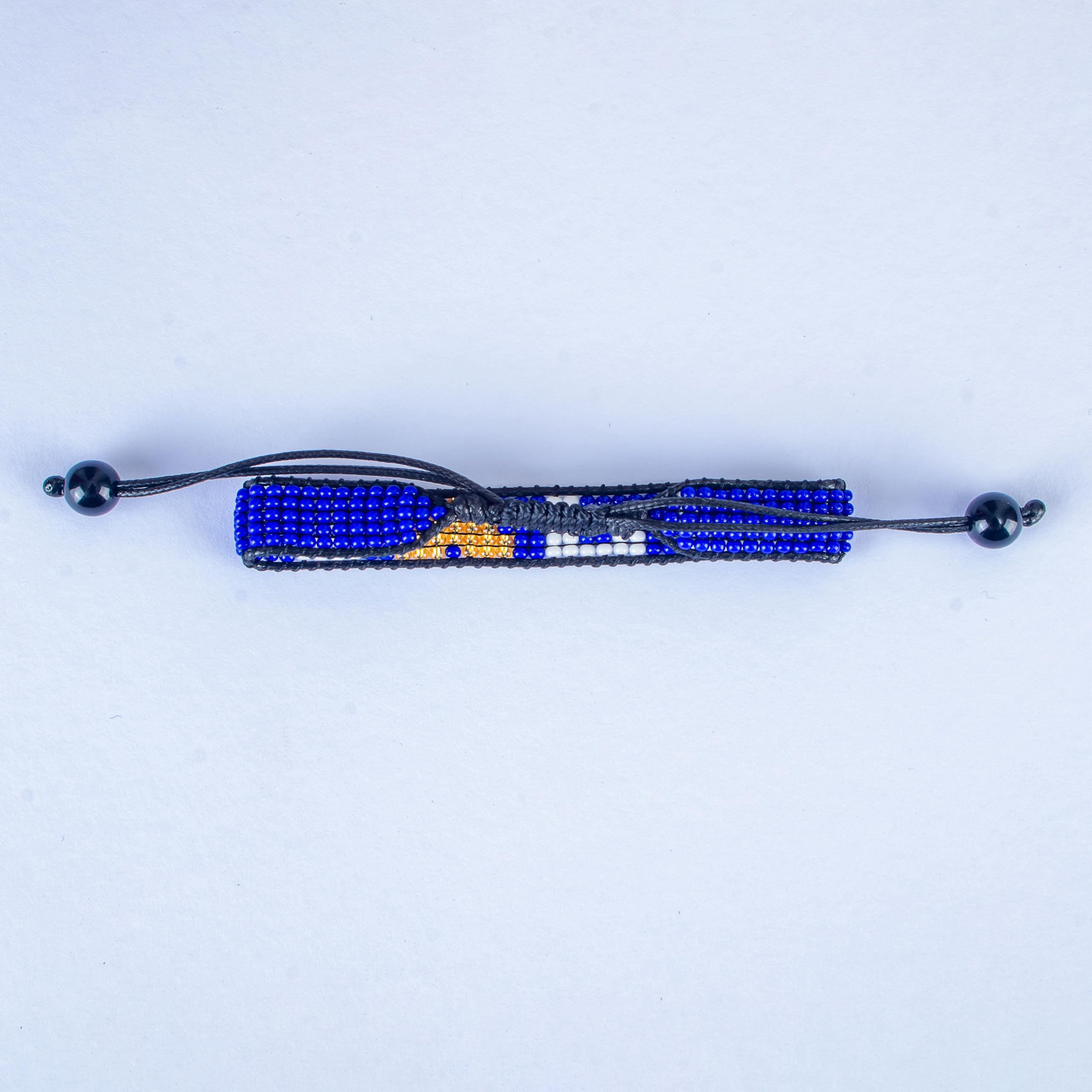 Beaded I Love PA Bracelet, Blue and Gold with Adjustable String