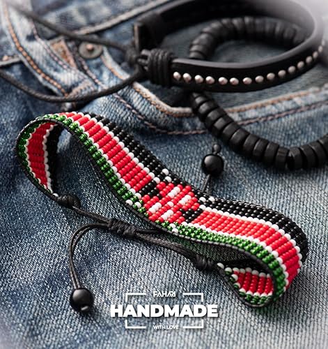 Bracelet de perles drapeau du Kenya - Fait main et ajustable, Montrez votre fierté (Kenya)