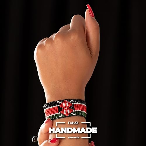 Bracelet de perles drapeau du Kenya - Fait main et ajustable, Montrez votre fierté (Kenya)
