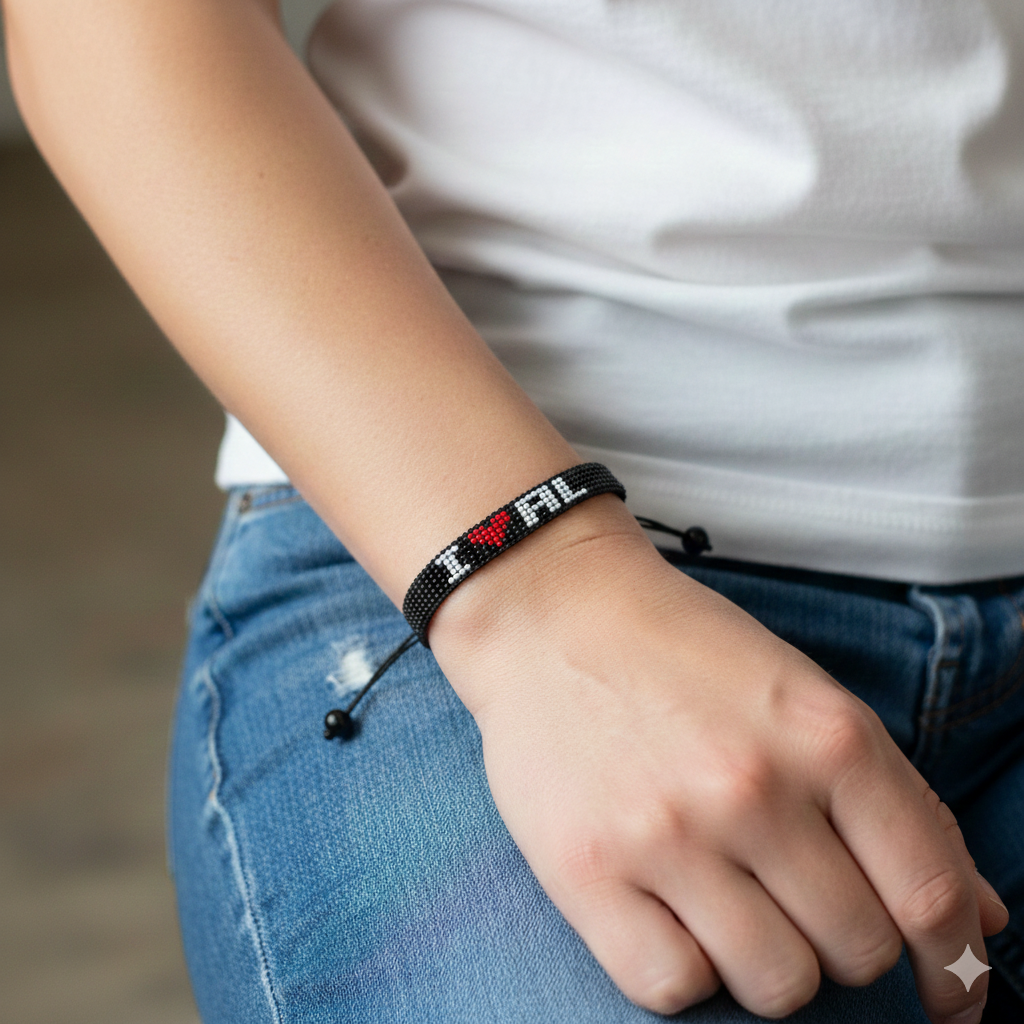 I Love Alabama Perlenarmband, Handgefertigt & Verstellbar