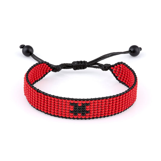Albania Flag Bracelet: Handmade, Adjustable Beaded Wristband