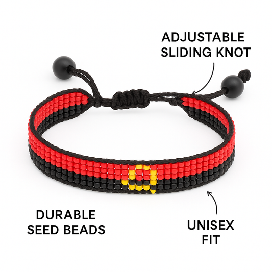Angola Flag Bracelet: Handmade Adjustable Beaded Wristband