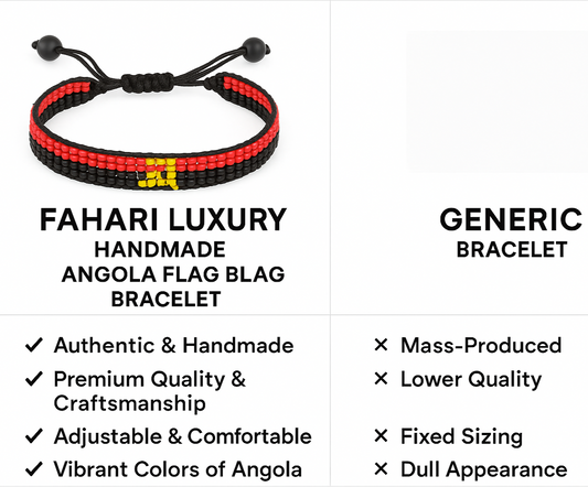 Angola Flag Bracelet: Handmade Adjustable Beaded Wristband