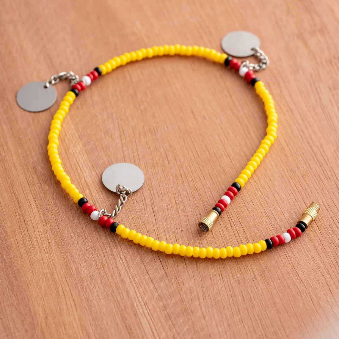 Yellow Handcrafted Maasai Anklet: Authentic African Style with Glass Beads