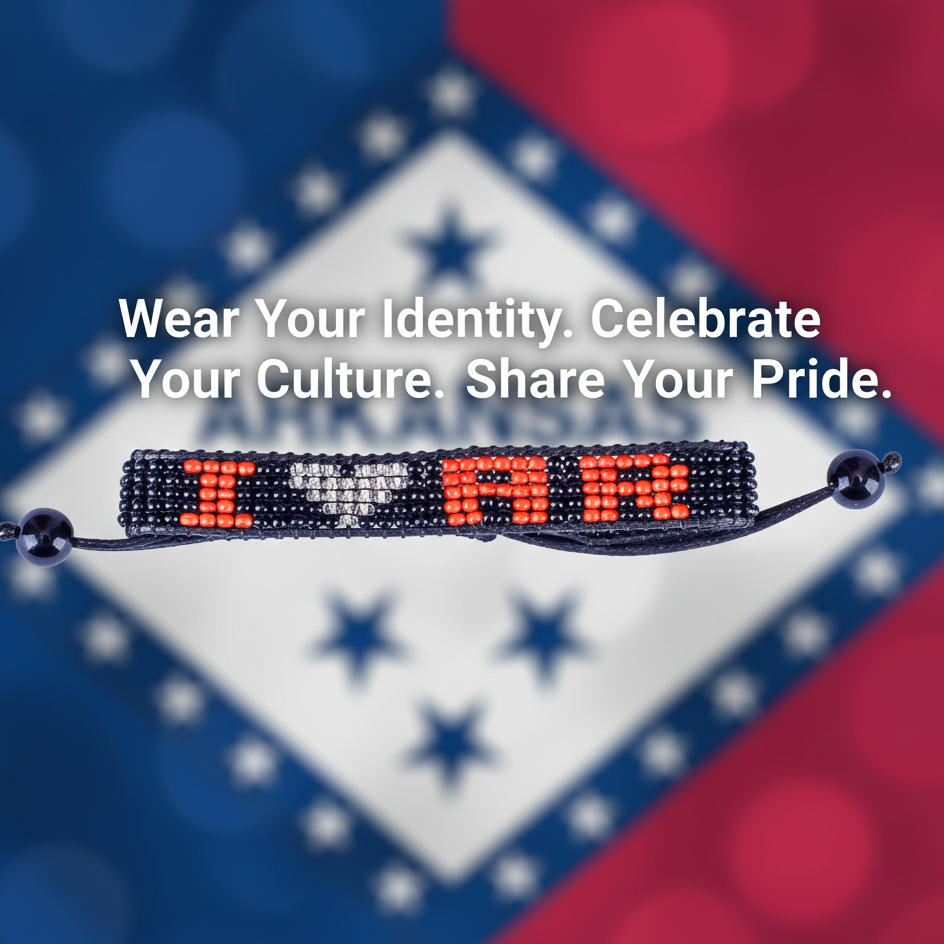 Ich liebe Arkansas Armband – handgefertigtes, perlenbesetztes & verstellbares Armband
