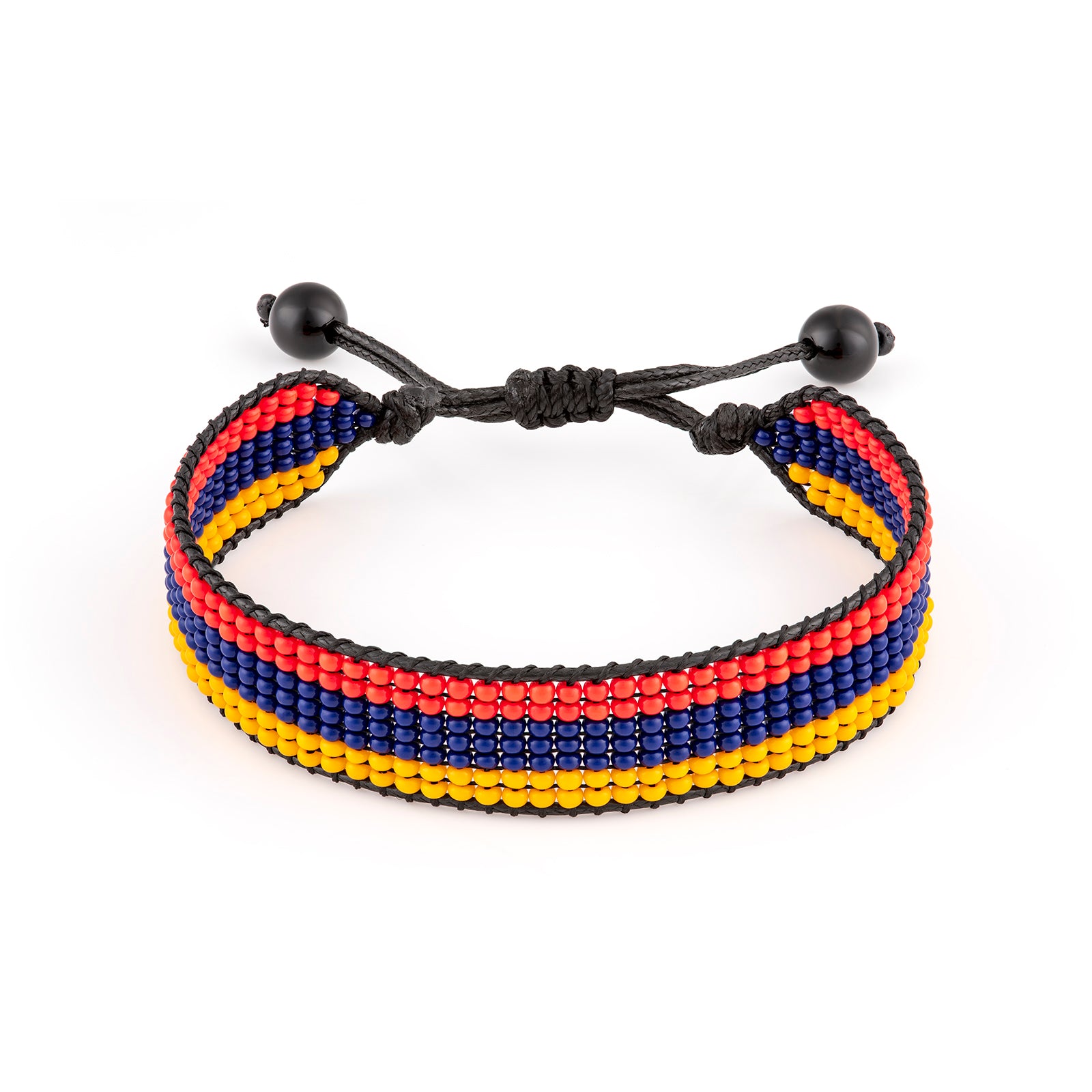Armenia Flag Bracelet: Handmade, Adjustable String Beaded Wristband
