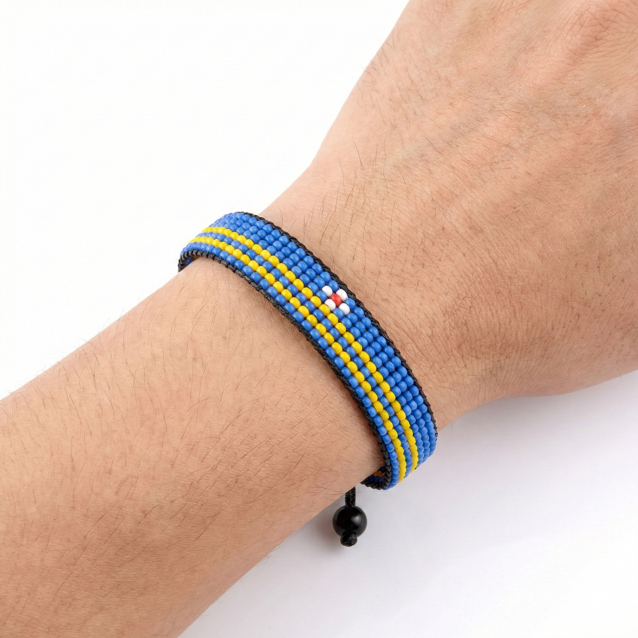 Aruba Flag Bracelet: Handmade, Adjustable String Beaded Wristband