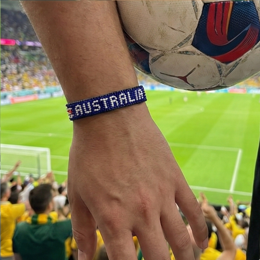 Bracelet drapeau perlé Australie Coupe du Monde 2026 – Fait main et ajustable