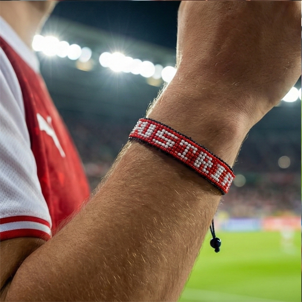 Bracelet Perles Drapeau Autriche Coupe du Monde 2026 – Fait Main & Ajustable