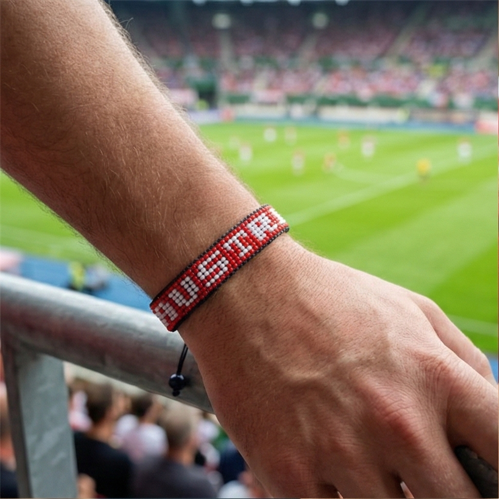 Bracelet Perles Drapeau Autriche Coupe du Monde 2026 – Fait Main & Ajustable