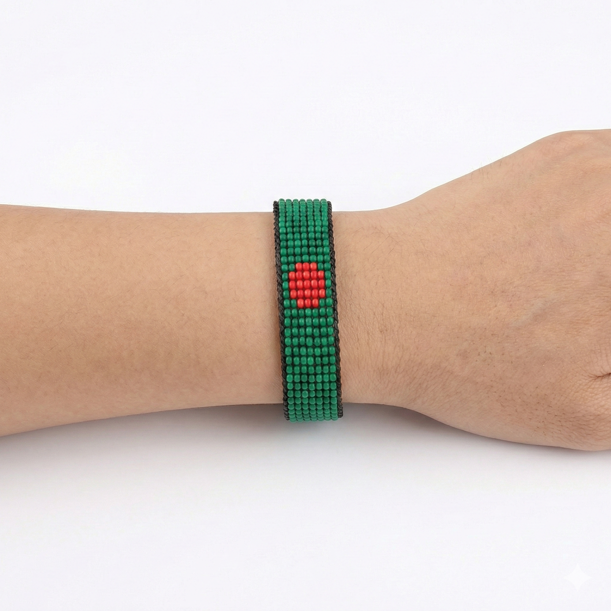 Bangladesh Flag Bracelet: Handmade Beaded, Adjustable String Bracelet
