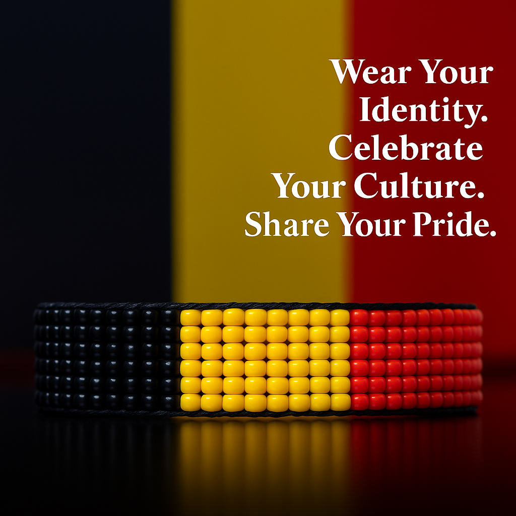 Belgium Flag Bracelet: Handmade Bracelet, Adjustable Beaded String