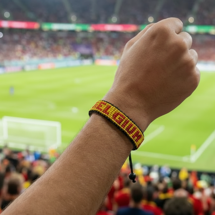 WM 2026 Belgien Perlenarmband mit Flagge – Handgefertigt & Verstellbar