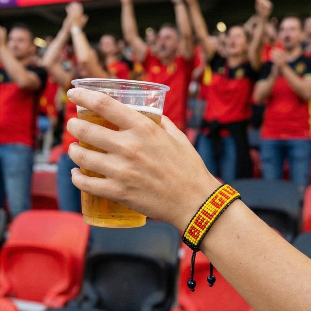 WM 2026 Belgien Perlenarmband mit Flagge – Handgefertigt & Verstellbar