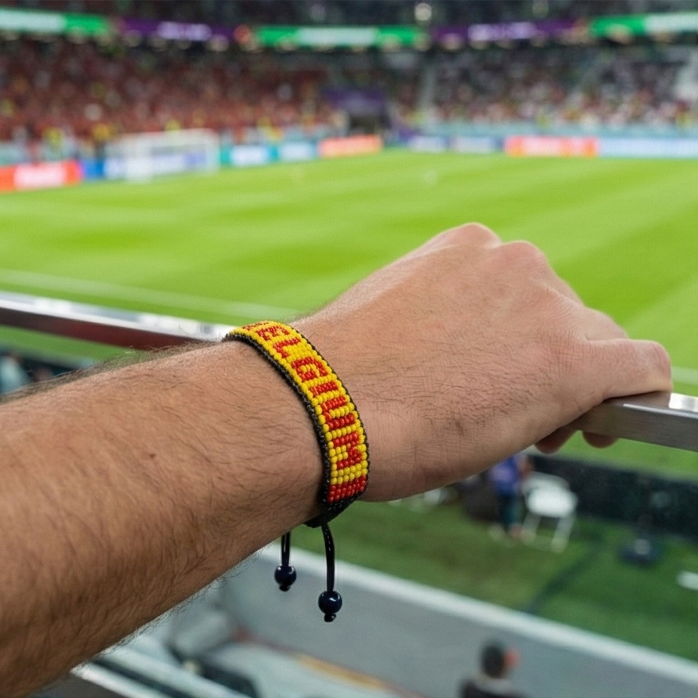 WM 2026 Belgien Perlenarmband mit Flagge – Handgefertigt & Verstellbar