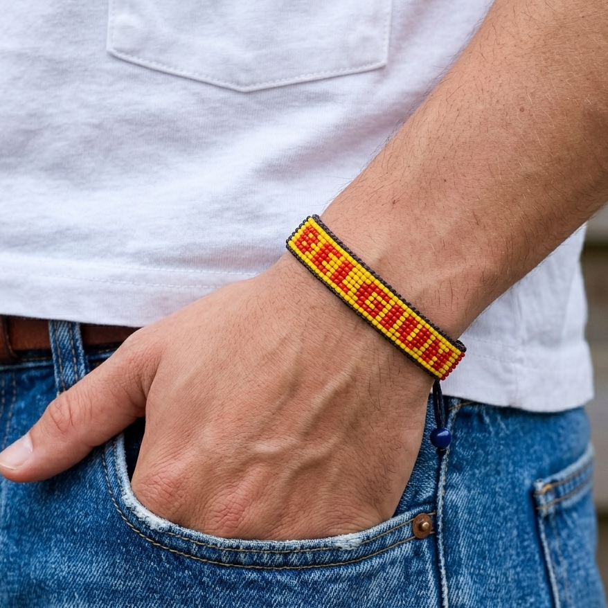 Belgium Name Bracelet – Handmade Adjustable Bracelet for Patriots