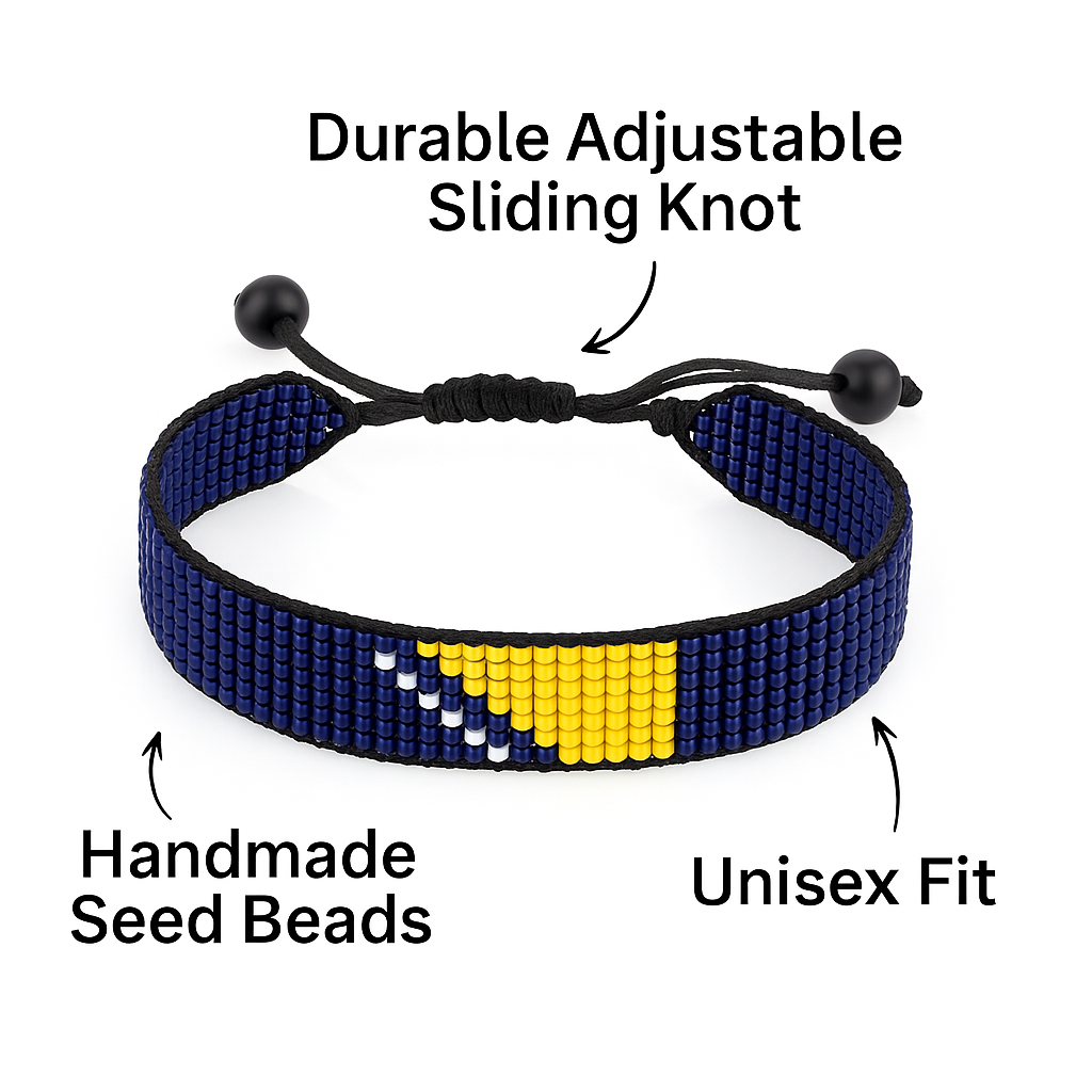 Bosnia and Herzegovina Flag Bracelet: Handmade Bracelet with Adjustable Beaded String Wristband
