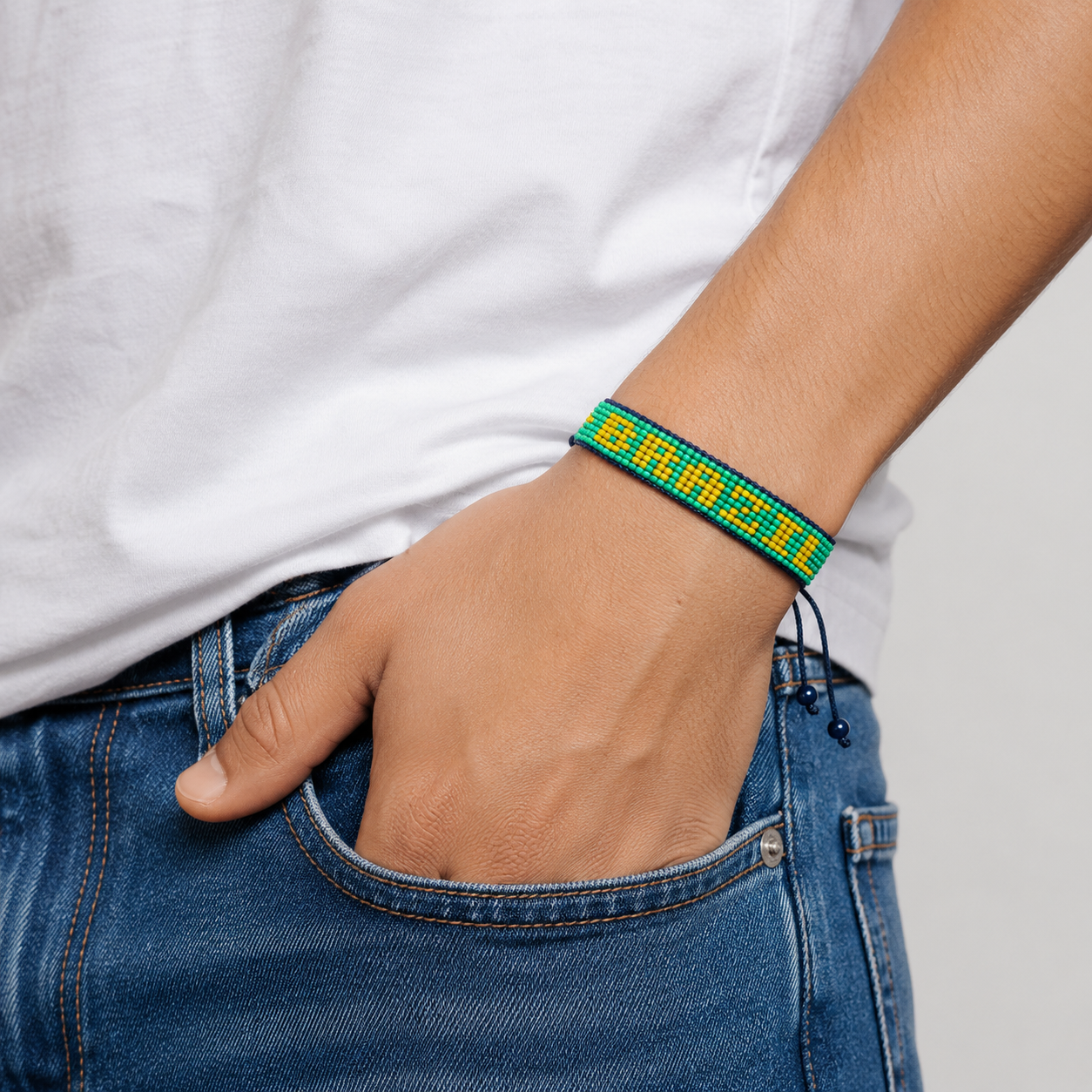 Brazil Flag Bracelet – Handmade Adjustable Bracelet for Patriots