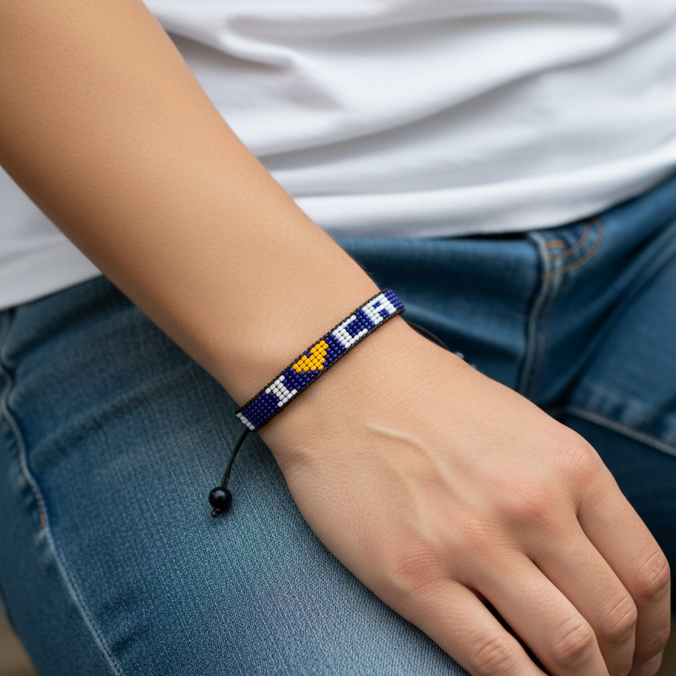 I Love California Bracelet – Handcrafted with Adjustable Beaded String