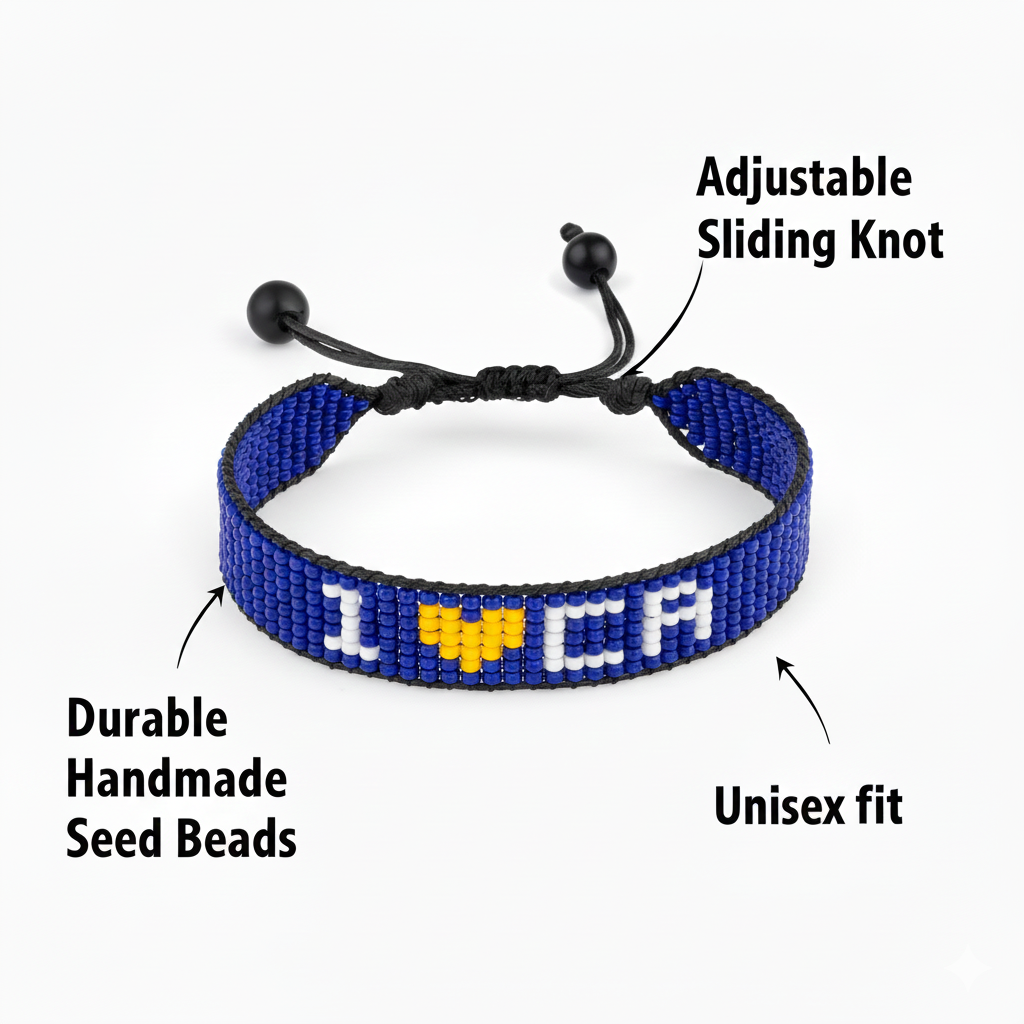 I Love California Bracelet – Handcrafted with Adjustable Beaded String