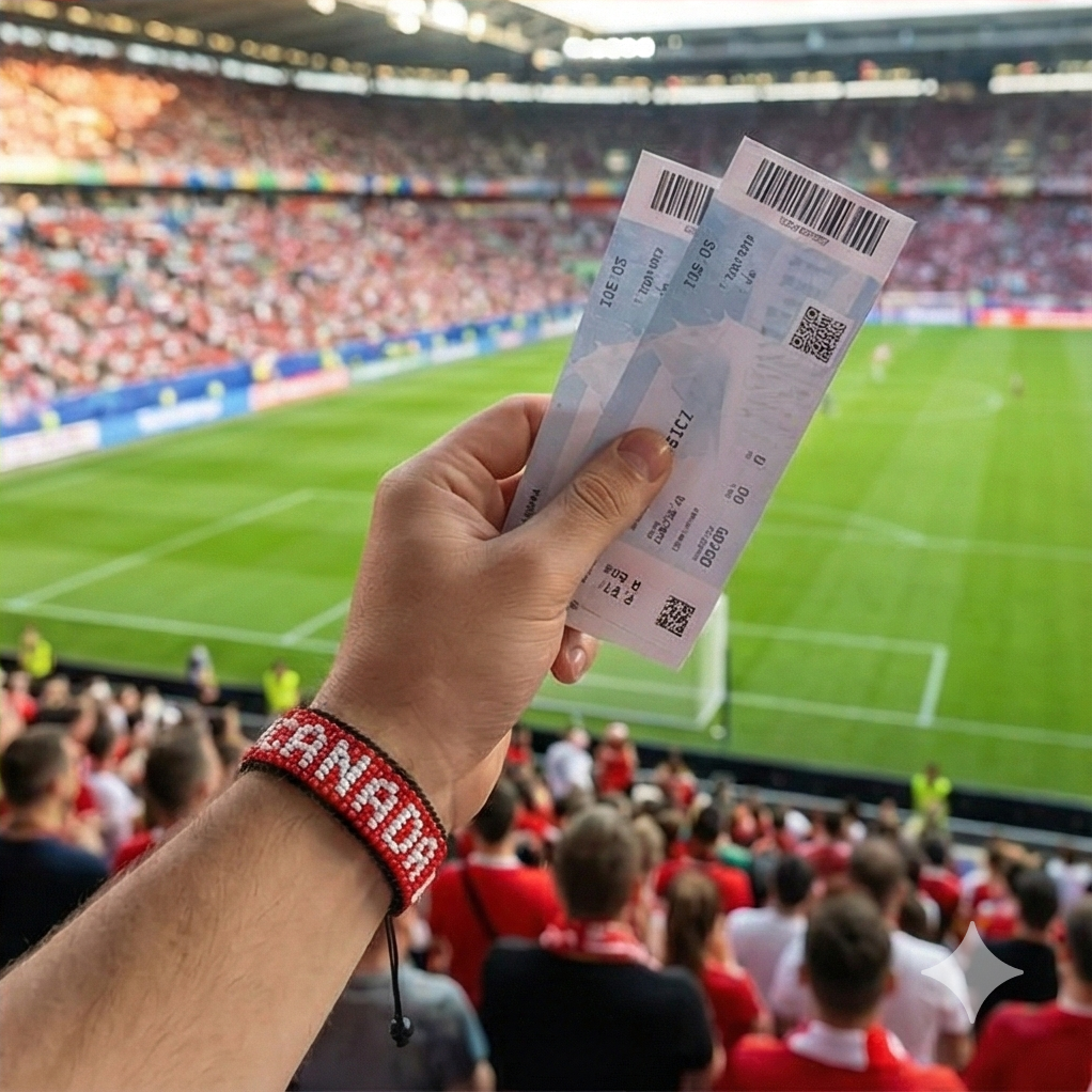 Fußball-WM 2026 Kanada Perlenarmband mit Flagge – Handgemacht & Verstellbar