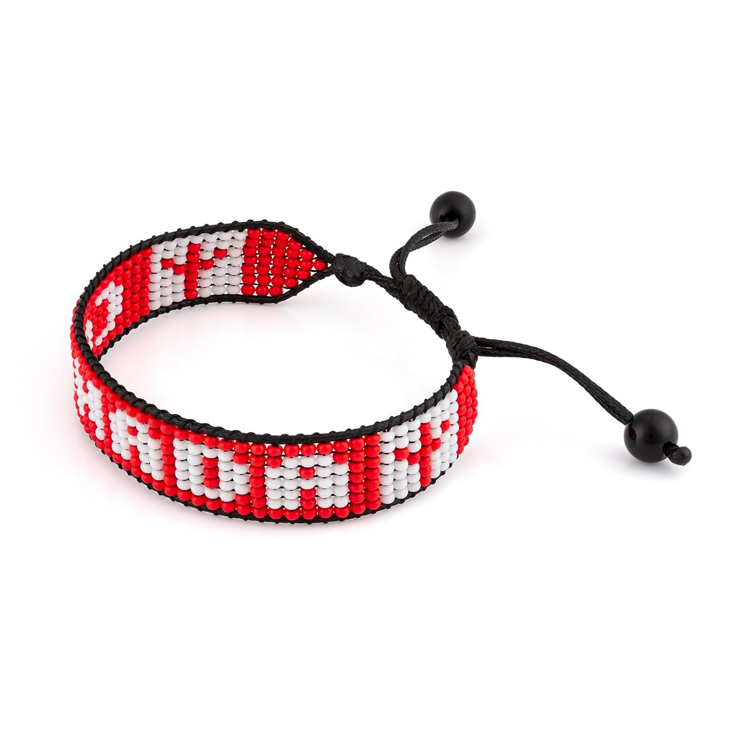 Fußball-WM 2026 Kanada Perlenarmband mit Flagge – Handgemacht & Verstellbar