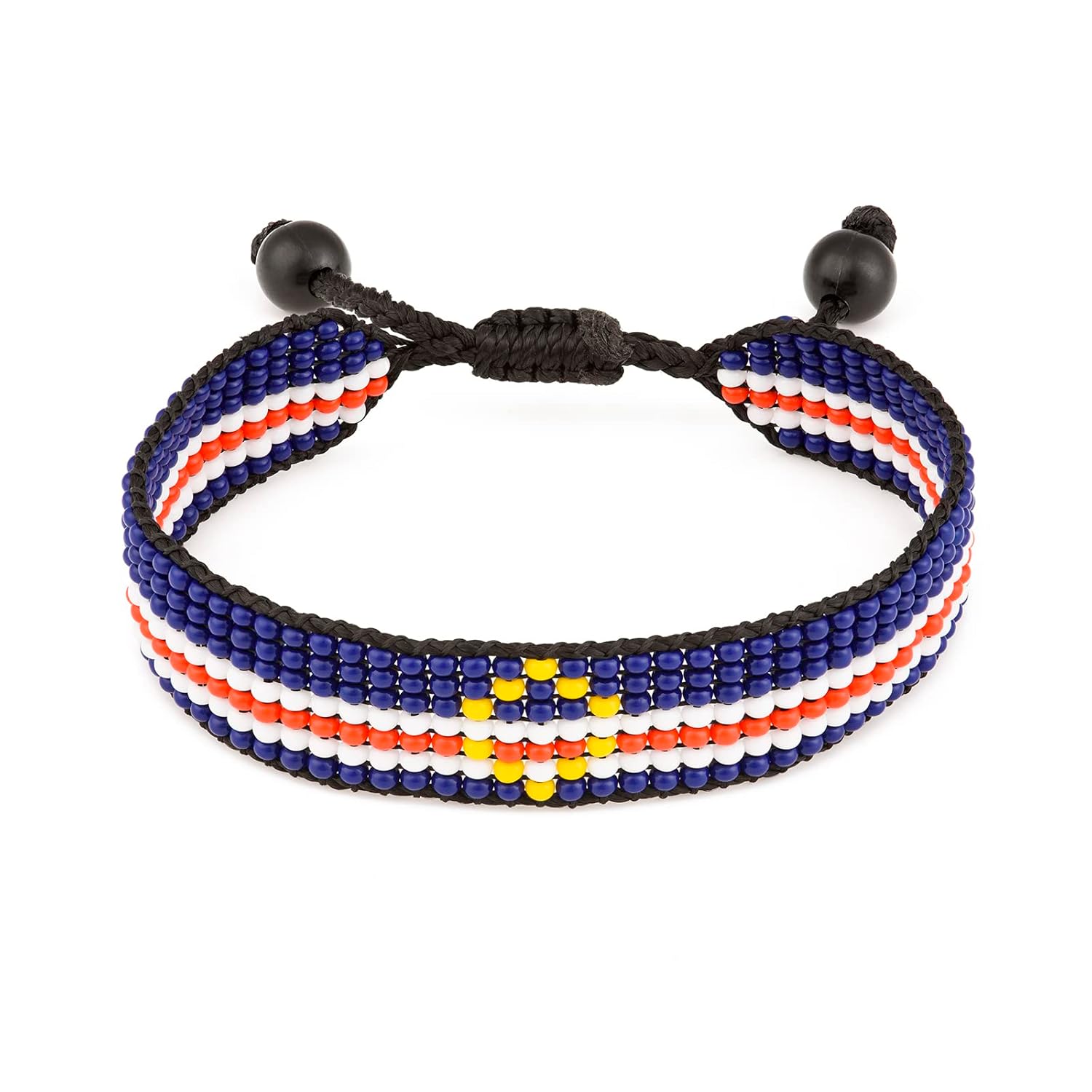 Cape Verde Flag Bracelet: Handmade, Adjustable Beaded Wristband