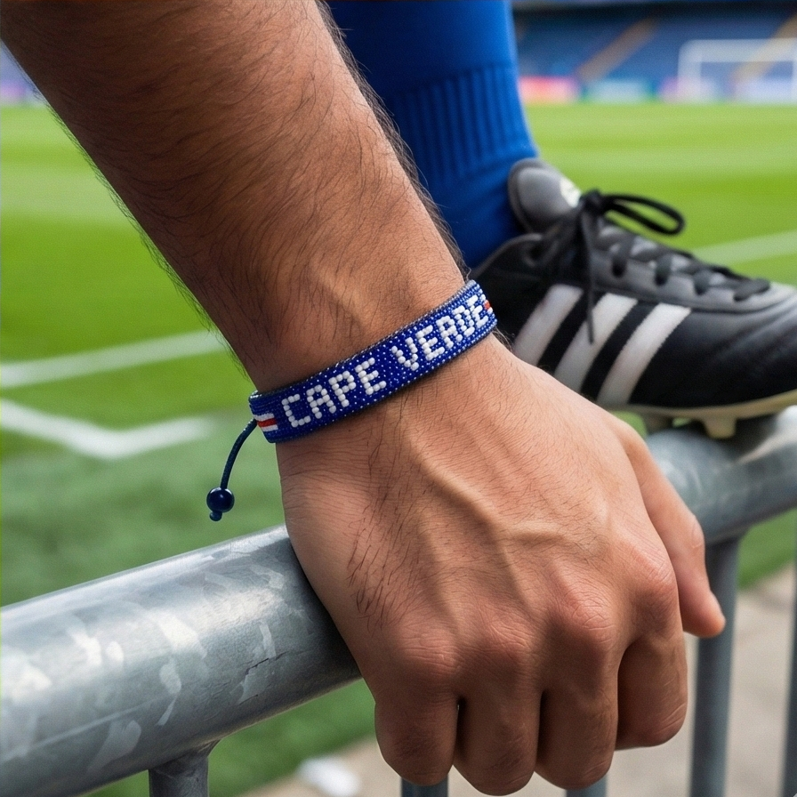 World Cup 2026 Cape Verde Beaded Flag Bracelet – Handmade & Adjustable