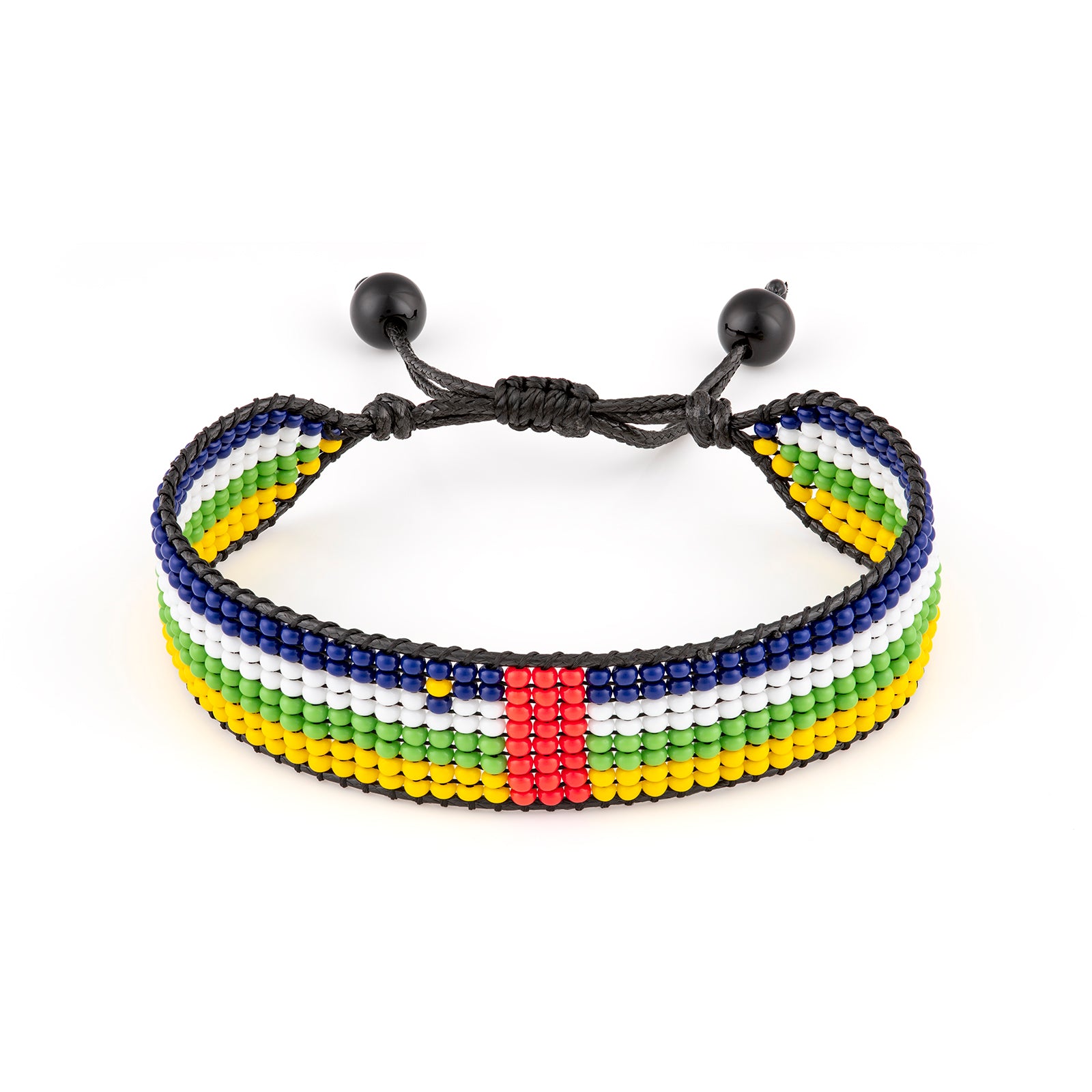 Central Africa Republic Flag Bracelet: Handmade Bracelet, Adjustable Beaded Boho-Style Rope Bracelet with Patriotic Design