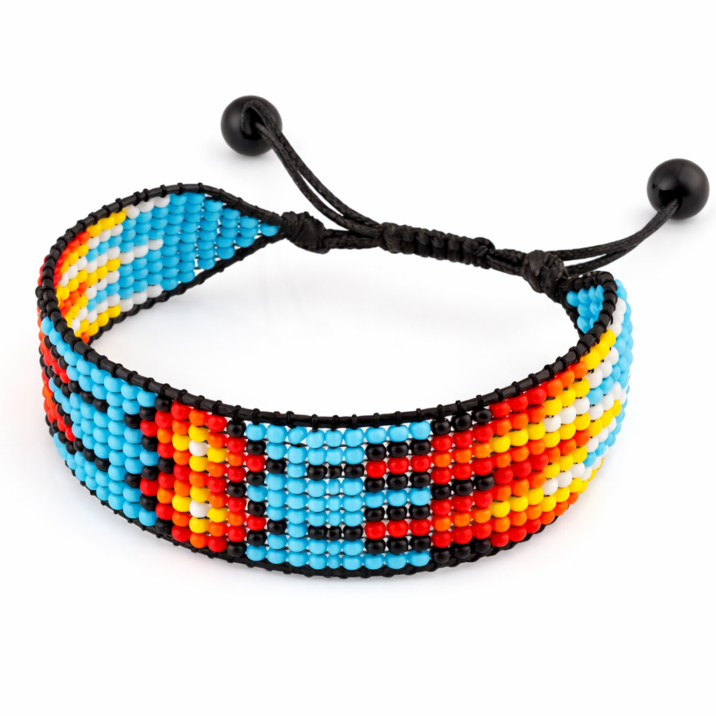 Native America Inspired Beaded Bracelet – Adjustable Handmade Tribal Pattern