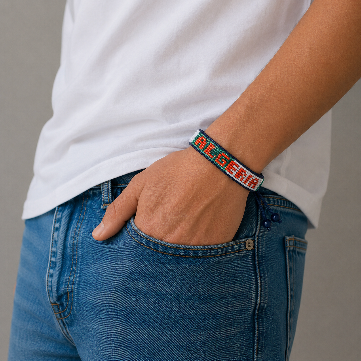 WM 2026 Algerien Perlenarmband – Handgemacht & Verstellbar