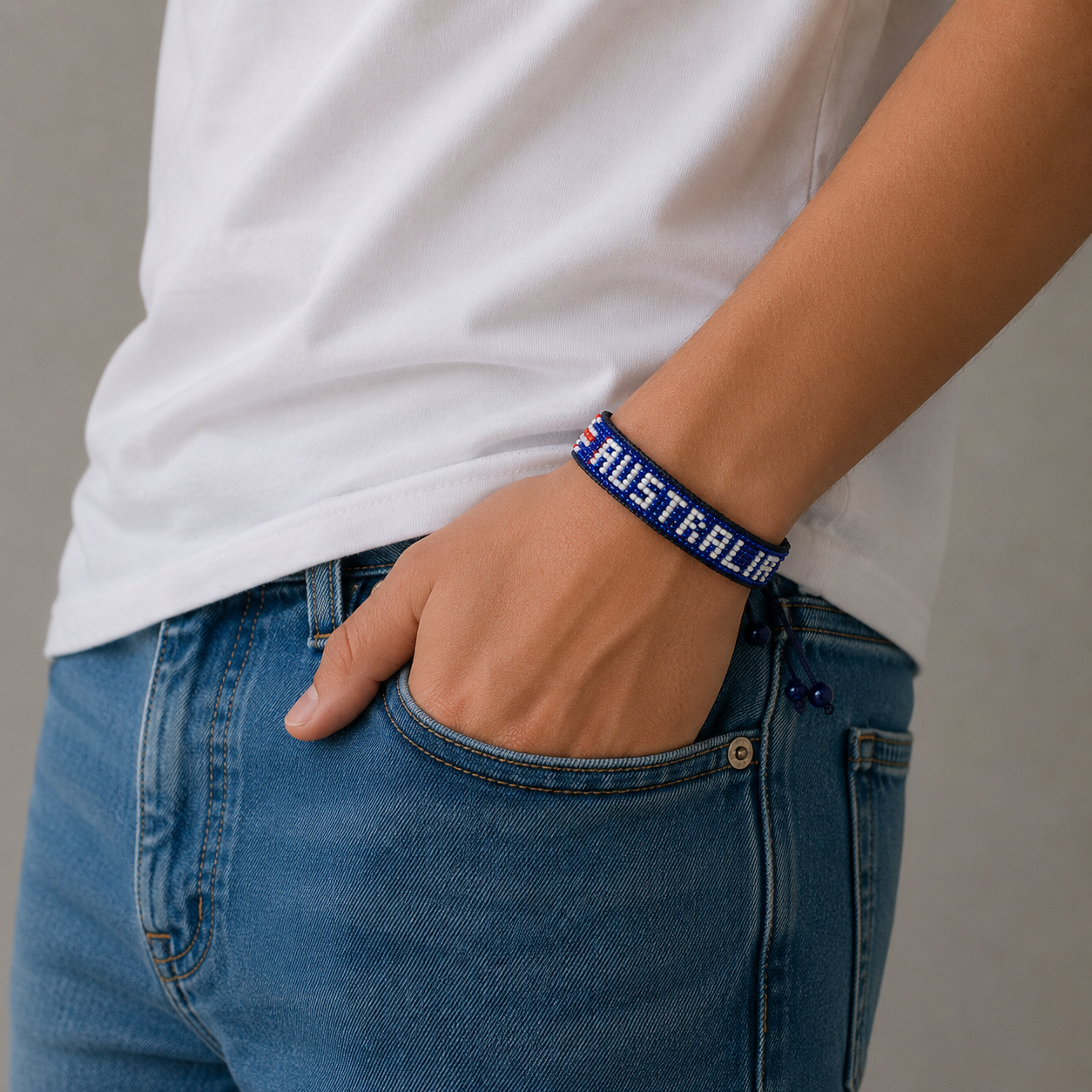 Bracelet drapeau perlé Australie Coupe du Monde 2026 – Fait main et ajustable