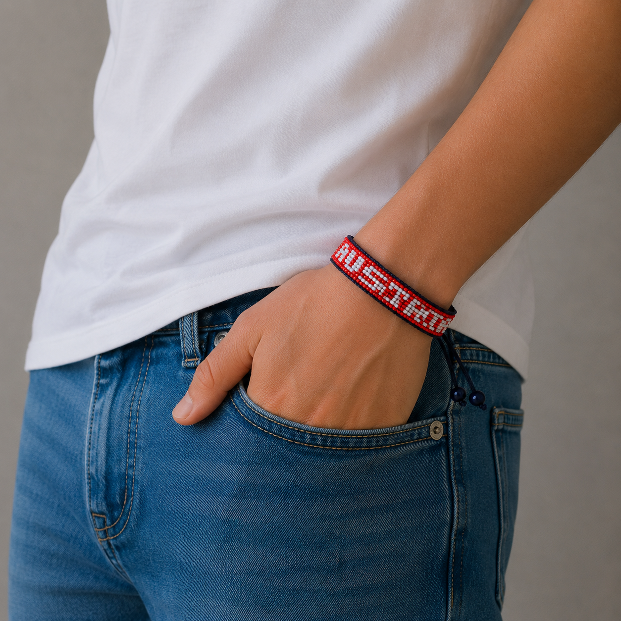 Bracelet Perles Drapeau Autriche Coupe du Monde 2026 – Fait Main & Ajustable