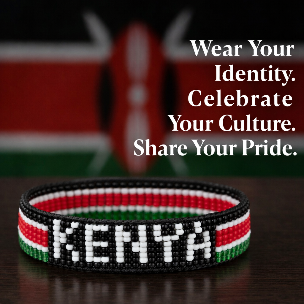Bracelet drapeau du Kenya (Kenya) - Ajustable et extensible, parfait pour les adolescents et les adultes ayant des poignets plus fins