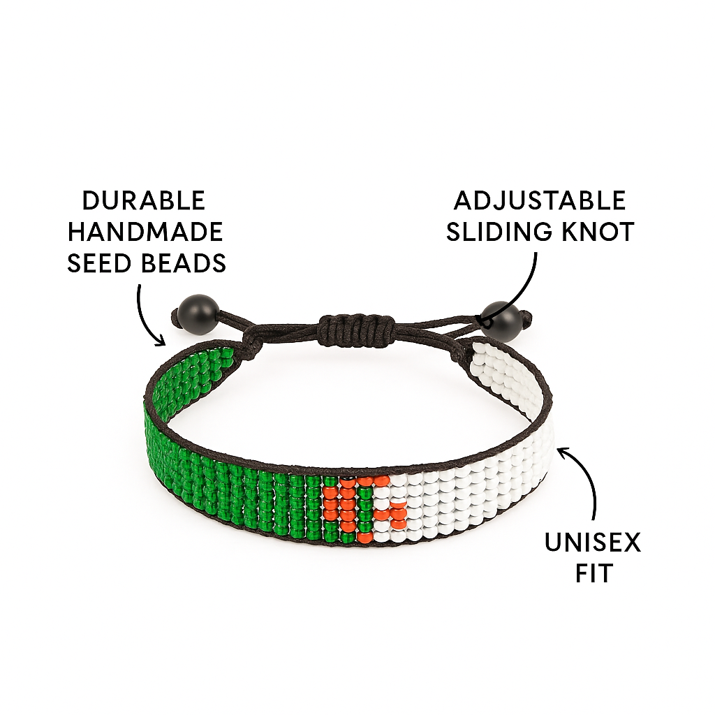 Algeria Flag Bracelet: Handmade Adjustable Beaded Wristband
