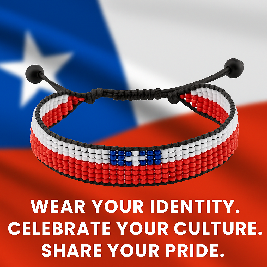Chile Flag Bracelet: Handmade, Adjustable Bracelet String for Women and Men