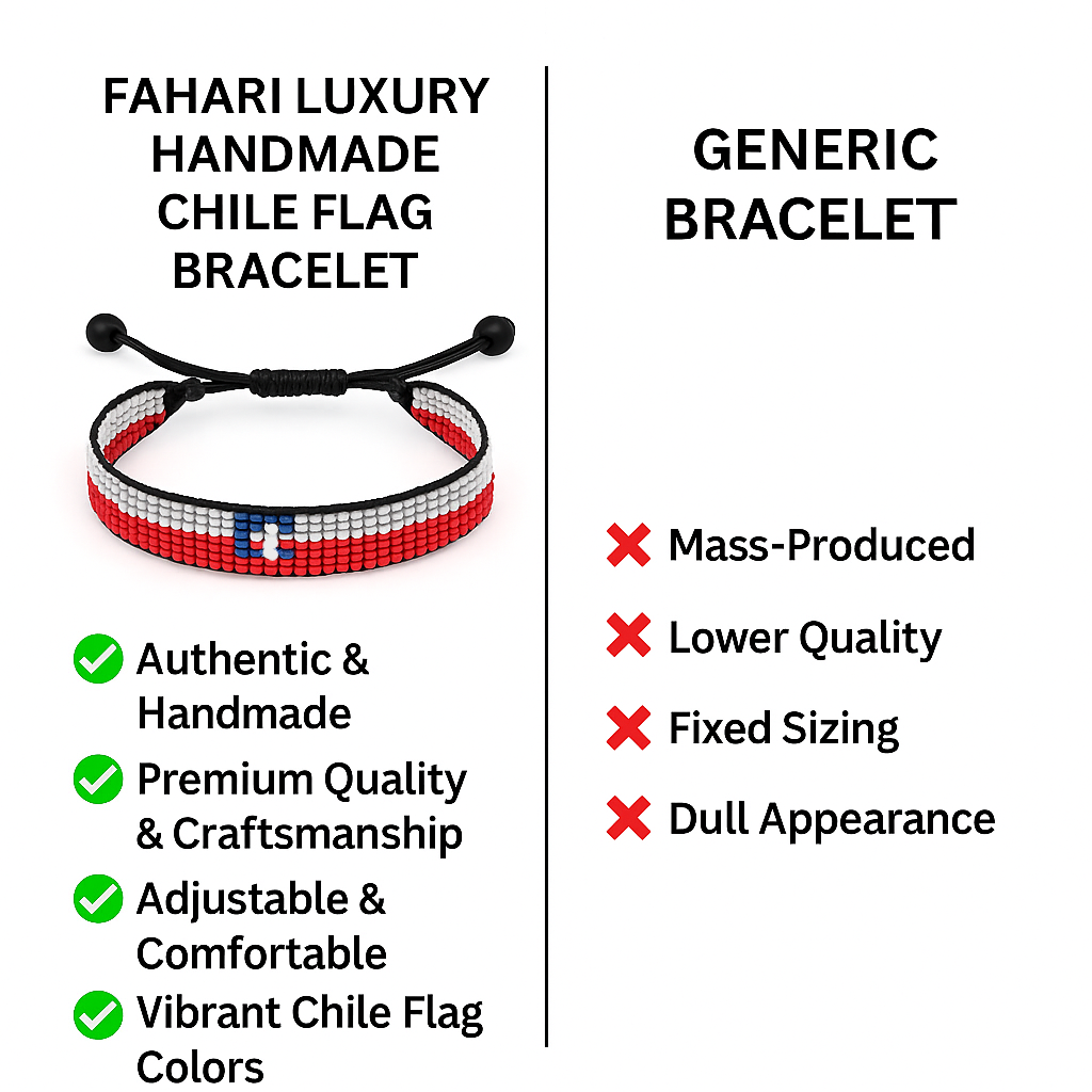 Chile Flag Bracelet: Handmade, Adjustable Bracelet String for Women and Men