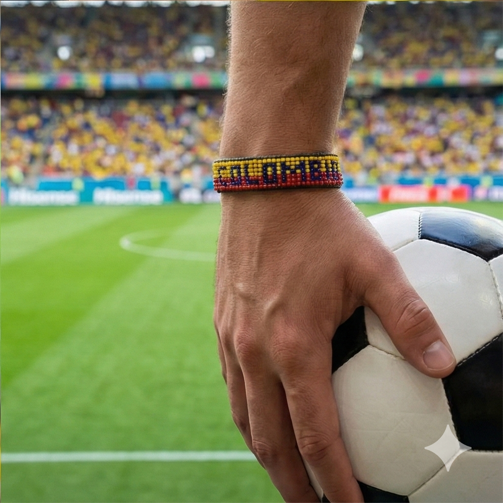 World Cup 2026 Colombia Beaded Flag Bracelet – Handmade & Adjustable