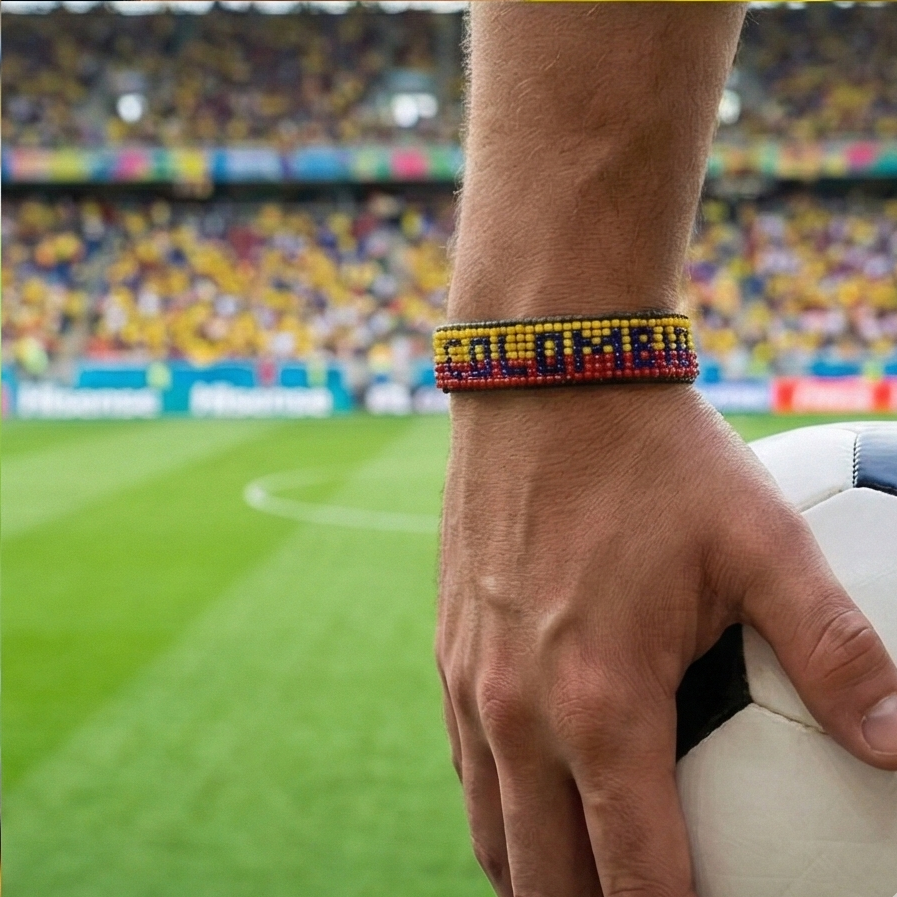 World Cup 2026 Colombia Beaded Flag Bracelet – Handmade & Adjustable